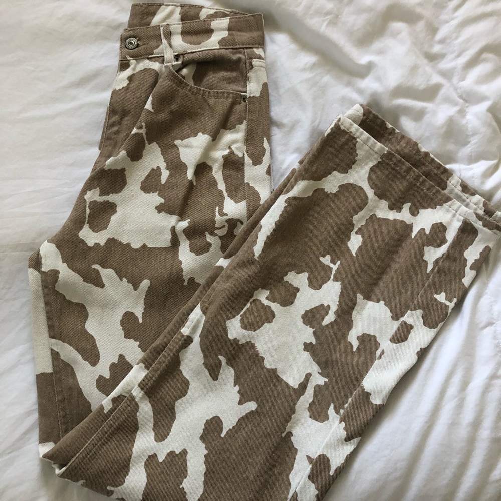 Cow print jeans